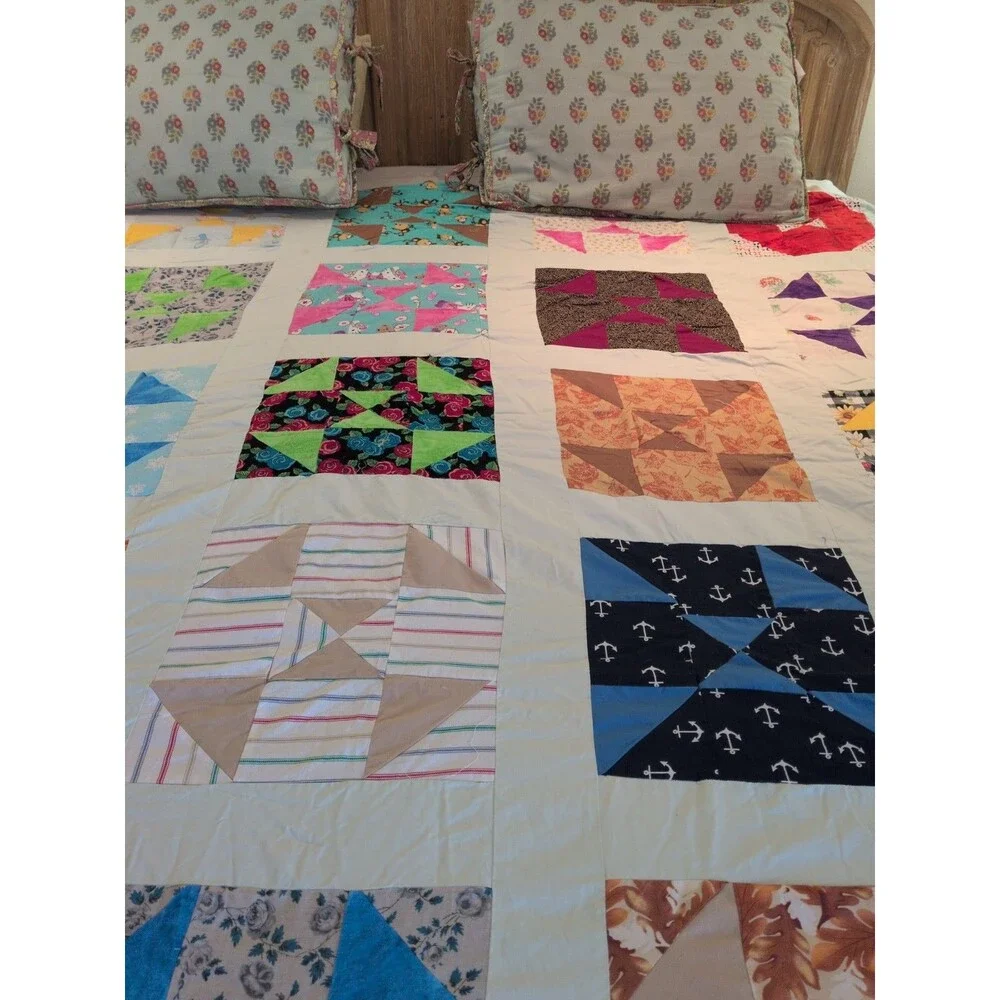 Vintage 50's windmill quilt top Vintage Cotton Fabrics 92 